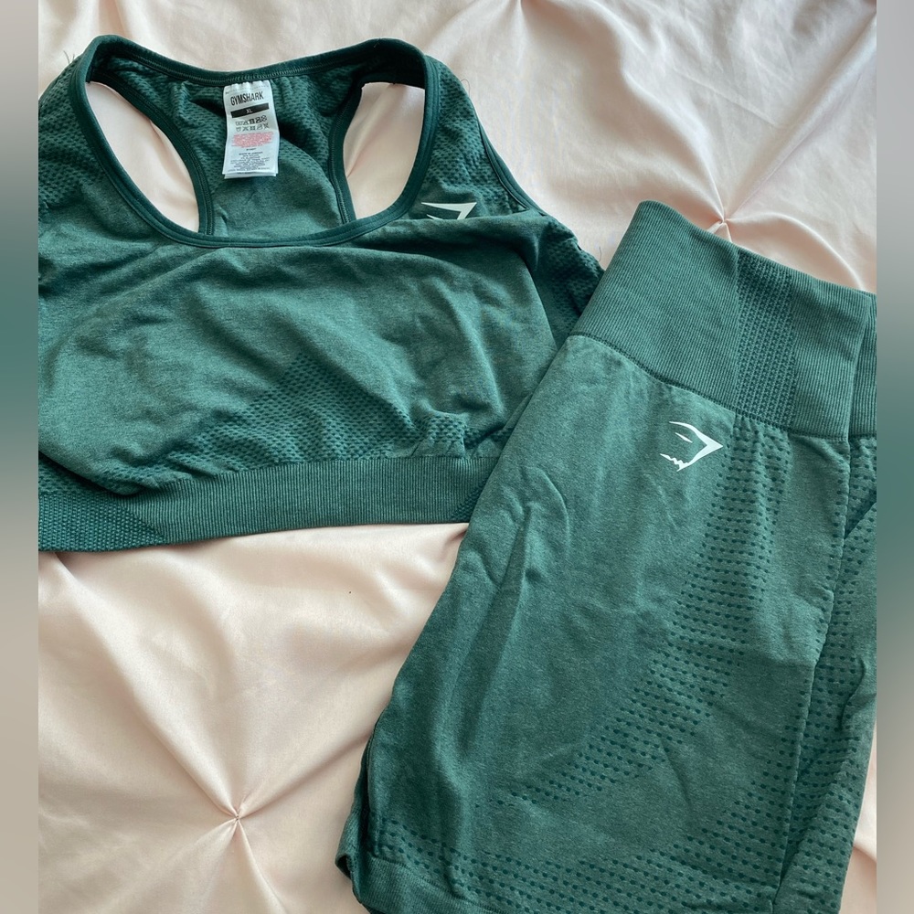 XL Gymshark Seamless Green Bra and Shorts Set